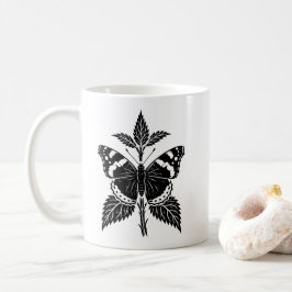 Personlig röd admiral-fjärilskopp kaffemugg
