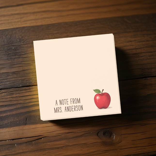 Personlig Röd Äpple m/ Lärarens Namn Post-it Block (🍎 Share thoughtful notes in style! ✏️)