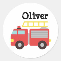 Personlig röd brandbil vattenflaska dekal