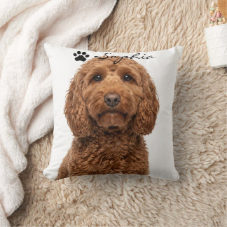 Personlig röd cockapoo-hundfoto kastkudde kudde