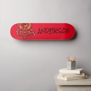 Personlig röd drake mini skateboard bräda 18,5 cm