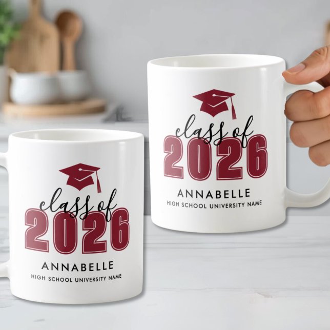 Personlig Röd Examen Kaffemugg (Personalized Red Graduation Coffee Mug)