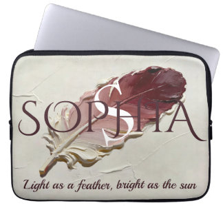 Personlig röd fjäder anpassad namnmonogram laptop fodral