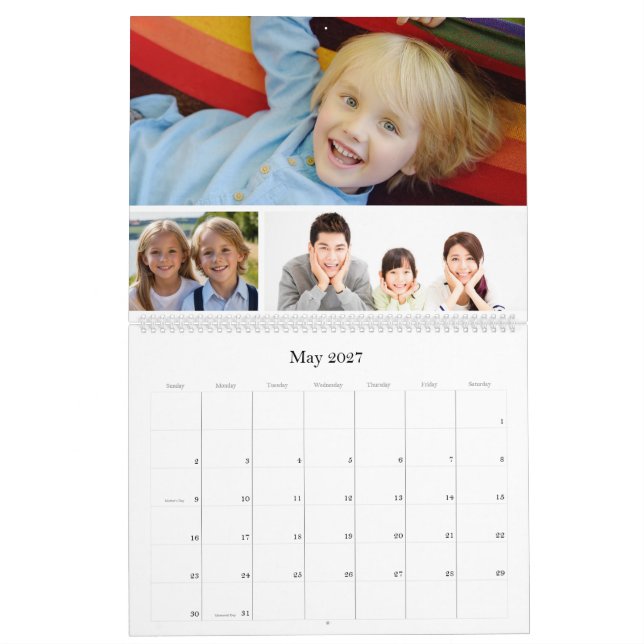 Personlig Röd Fotokollage För Familjevänner Kalender (May 2027)