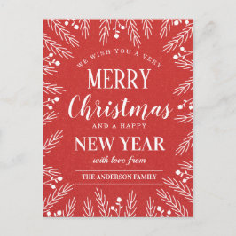 Personlig Röd God Jul Gott Nytt År Helg Vykort