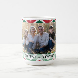 Personlig röd grön chevron-foto familj kaffemugg