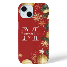 Personlig Röd Guld Jul Delad Monogram Namn