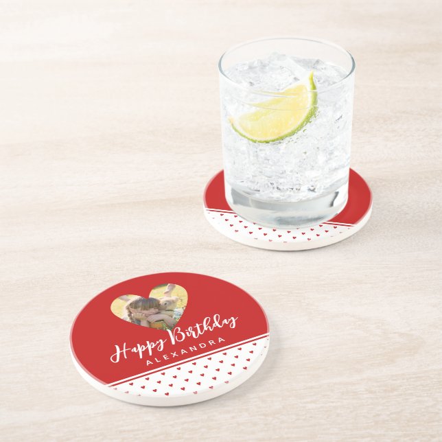 Personlig röd hjärtram för modern födelsedag underlägg (Sidan)