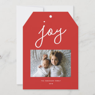 Personlig röd julkort med foto - Script Joy