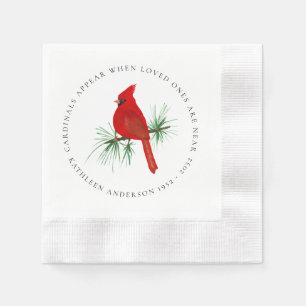 Personlig Röd kardinal Funeral Wake Napkins Pappersservett