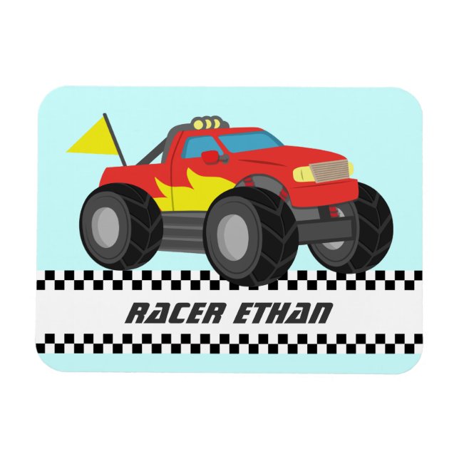 Personlig Röd Monstertruck för Racing Magnet (Horisontell)