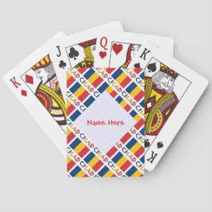 Personlig röd namn Chad-flagg mosaik Casinokort