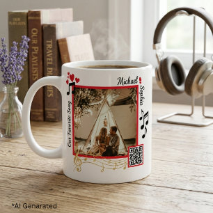 Personlig röd och guld modern foto sång QR-kod Kaffemugg