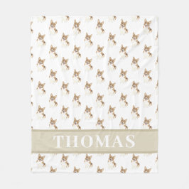 Personlig röd och vit Corgi Fleecefilt