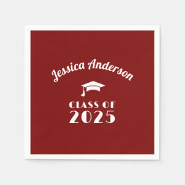 Personlig röd och vit examen  pappersservett