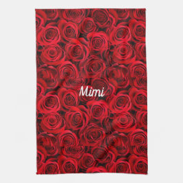 Personlig röd ros - allt-över-utskrift kökshandduk