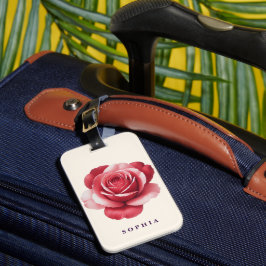 Personlig röd ros bagagetikett Elegant blomster Bagagebricka