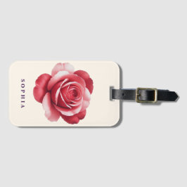 Personlig röd ros bagagetikett Elegant blomster Bagagebricka