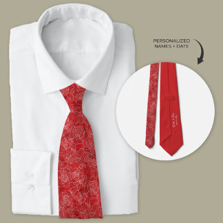 Personlig Röd ros Bröllop Neck Tie Slips