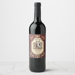 Personlig röd vin med häst på etikett