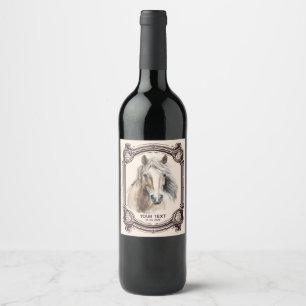 Personlig röd vin med häst på etikett