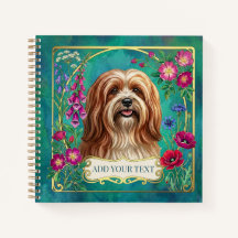 Personlig röd-vit Lhasa Apso fyrkantig antecknings