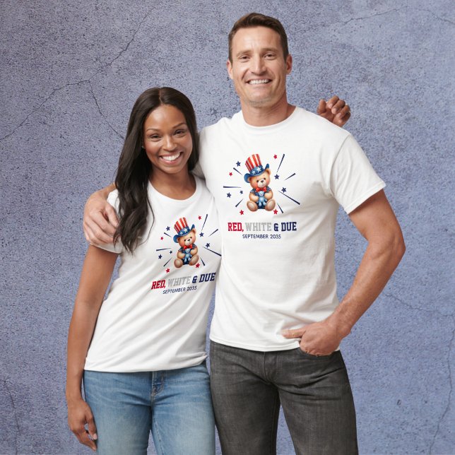 Personlig Röd vit och förväntad överordnad T Shirt (Personalized Red White & Due Expecting Parents T-Shirt
)