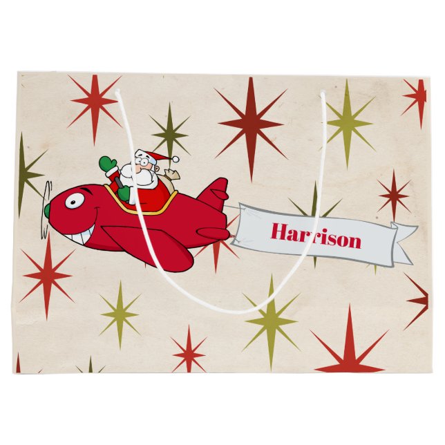 Personlig,Röda flygplan och tomten, God jul (Baksidan)
