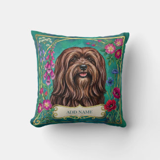 Personlig rödbrun Lhasa Apso blommig kudde