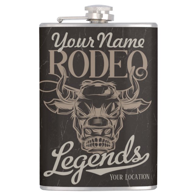 Personlig Rodeo Gammala västern Steer Roping Legen Fickplunta (Framsidan)