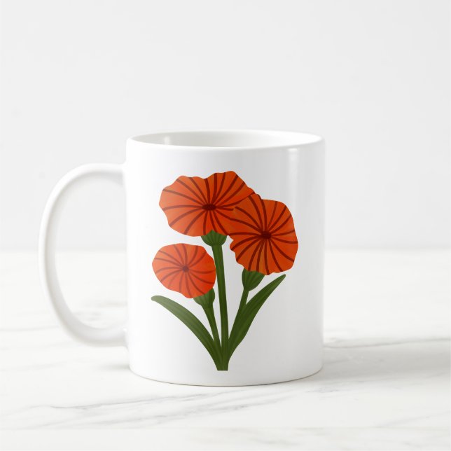 Personlig rödfärgad kaffemugg med blommig design (Vänster)