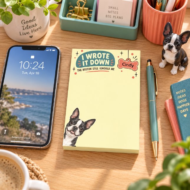 Personlig Rolig Boston Terrier Retro Post-it Block (Skapare uppladdad)