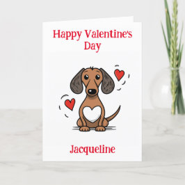 Personlig rolig dachshund Alla hjärtans dag-kort Helgkort