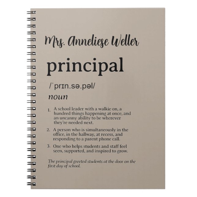 Personlig Rolig Definition för Principals Anteckningsbok (Framsidan)