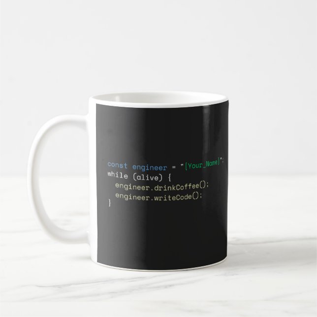 Personlig rolig JavaScript-programmerare kaffemugg (Vänster)
