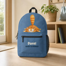 Personlig Rolig Orange Katt Blå Barn Skola