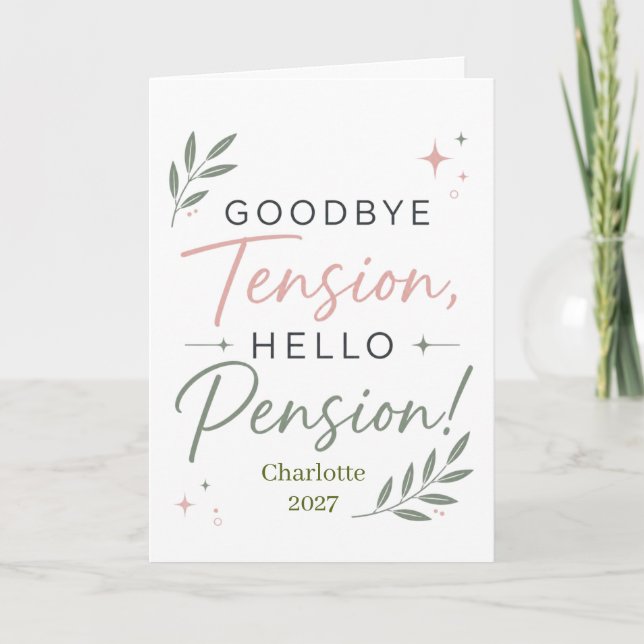 Personlig rolig pensionsgåva till kollega kort (Framsida)