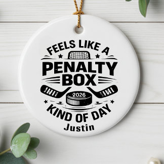 Personlig rolig present till målvakt i hockey julgransprydnad keramik