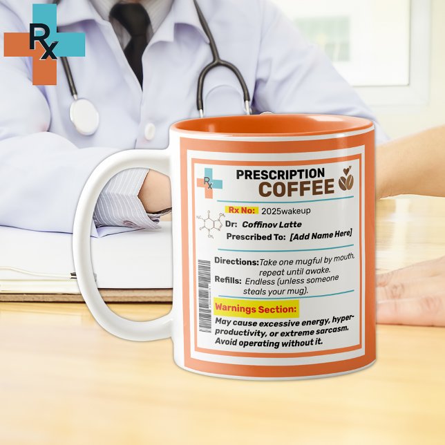 Personlig rolig receptbelagd kaffemugg  (Funny prescription Coffee Mug Customized, Personalize this Coffee Mug For Doctors, Coffee Lovers. )