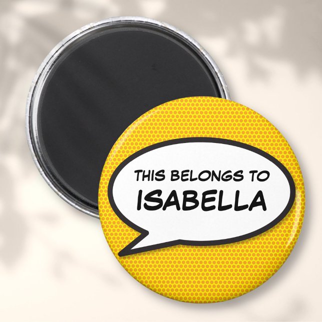 Personlig rolig seriebild med pratbubbla magnet (Personalized Fun Comic Book Speech Bubble Magnet)