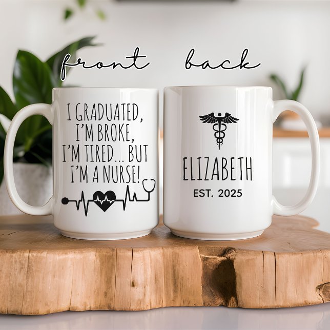 Personlig rolig sjuksköterskeavgångsmugg för sjuks Två-Tonad mugg (nurse graduation mug, rn gift, nurse mug funny, nursing student gift, graduation mug for her, )