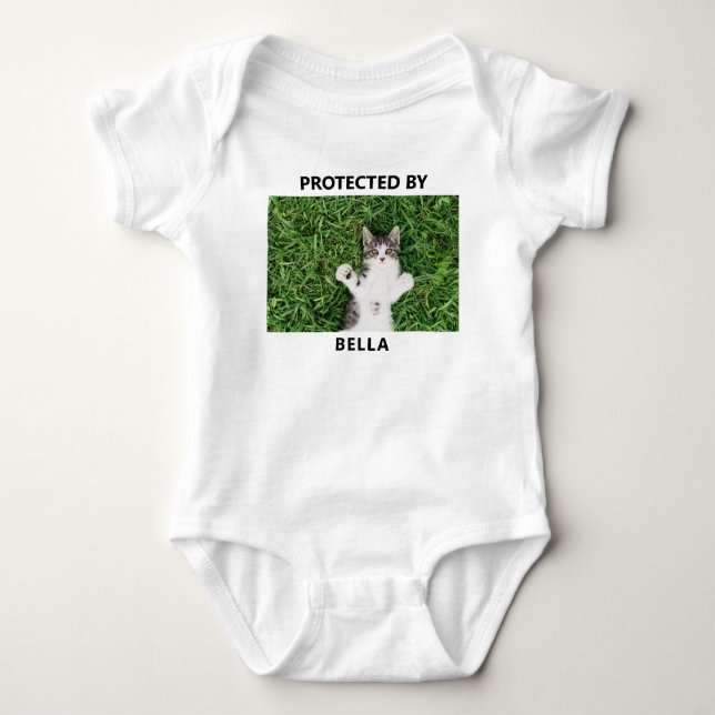 Personlig Rolig Skyddad Av Katt Foto T Shirt (Framsida)