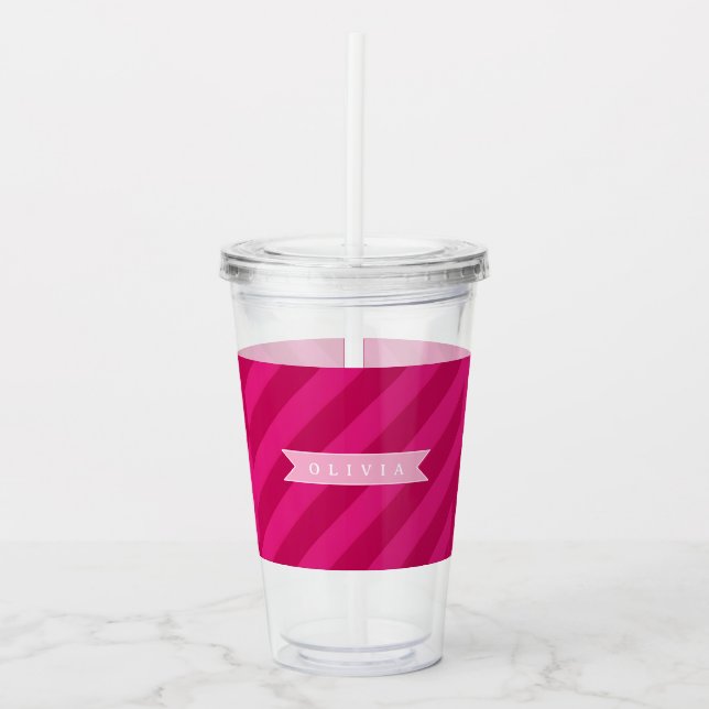 Personlig Rolig Söt Modern Rosa Randig Take Away Mugg (Framsida)