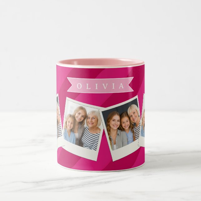 Personlig Rolig Söt Modern Rosa Randig Två-Tonad Mugg (Center)