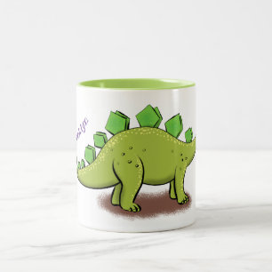 Personlig rolig stegosaurus dinosaur-tecknad Två-Tonad mugg