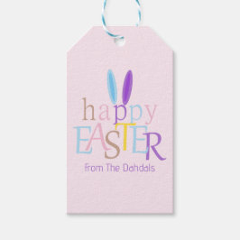 Personlig Roligt Colorful Glad påsk Bunny Rosa Presentetikett