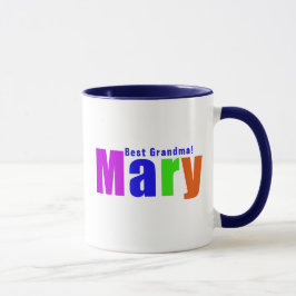 Personlig Roligt Färgfylld "Mary" Namn, Mörk blått Mugg