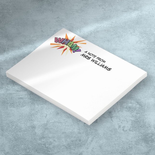 Personlig Roligt Modern Tecknad Bok WHAM Post-it Block (Personalized Fun Modern Comic Book WHAM Post-it Notes)