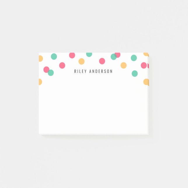 Personlig Roligt Orange Rosa Teal Confetti Post-it Block (Framsida)