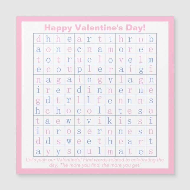 Personlig Roligt, Rosa Valentindagen Ord Puzzle (Framsida)
